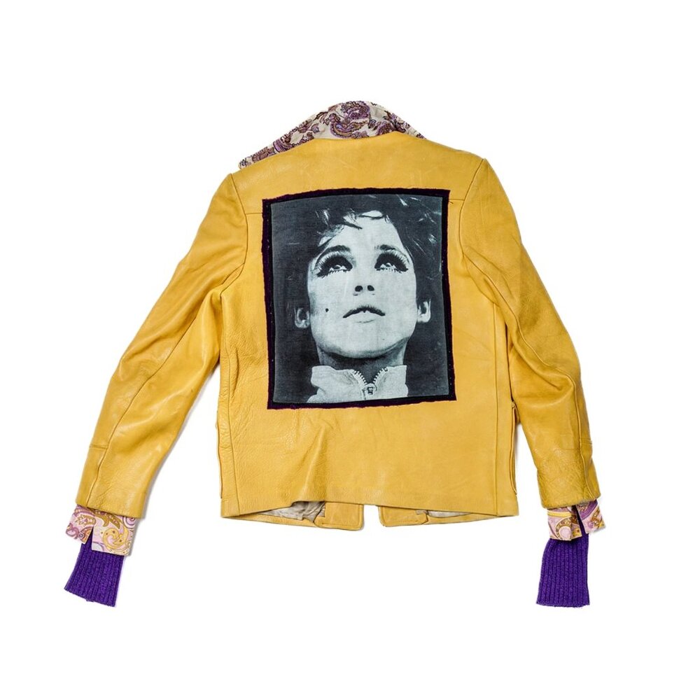 Vintage Leather Jacket w/Classic Edie Sedgwick Patch, Custom Sleeves and Accents - Picture 11 of 11